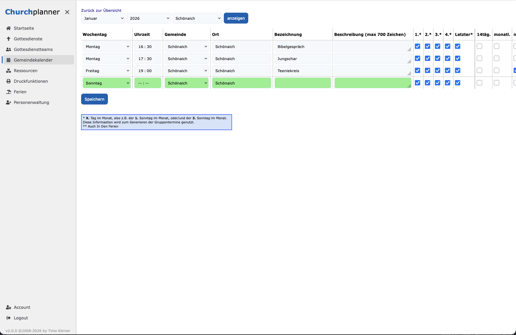 Regeltermine Verwaltung